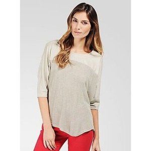 ELLA MOSS Jessa  DOLMAN Two-Tone TOP Round Neckline SHIRTTAIL Hem USA M $160